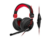 SVEN AP-G888MV, Gaming Headphones with microphone, 3.5 mm (4 pin) or 2*3.5 mm (3 pin) stereo mini-jack (connector for PC), volume control on the cable, Non-tangling cable with fabric braid, Cable length: 2.2m, Black/Red